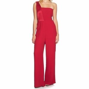 1. State Persian Pink Satin One Shoulder Jumpsuit Size 0 AA